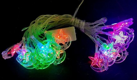 Гирлянда Звезды разноцветные 20 LED лампочек,3м.. Київ. фото 1 Гирлянда Звезды разноцветные 20 LED лампочек,3м.. Київ. фото 1