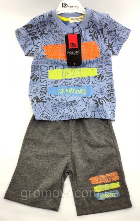 Дитячі костюми 4, 5 років Туреччина літній із шортами для хлопчиків блакитний (К. Хмельницький. фото 1