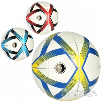 Мяч футбольный EV 3304 размер 5, ПВХ 1,8мм, 32панели, 300-320г, 3цвета, в кульке. . фото 1