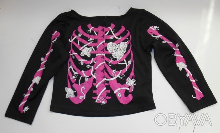 Детская карнавальная кофта скелет 
Кофта черная с розовым  скелетом  George на . . фото 1
