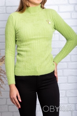 
Классический женский свитер под горло оливкового цвета. Материал мягкий, хорошо. . фото 1