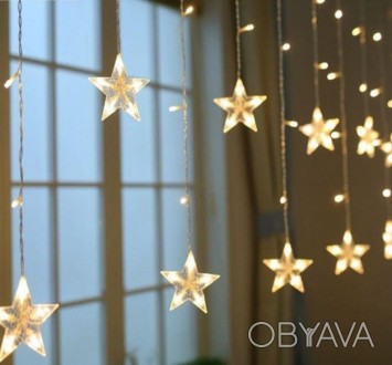Описание Гирлянды шторы со звездами SK CC01004-A1, теплый белый свет
Декоративна. . фото 1