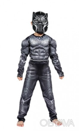 Детский карнавальный костюм для мальчиков Черная пантера с мышцами из Мстителей . . фото 1