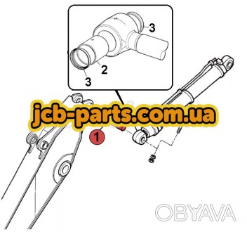 Палец (с ушком) крепления гидроцилиндра рукояти к рукояти гусеничного экскаватор. . фото 1