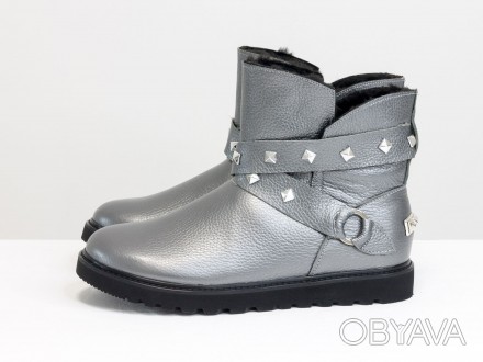 
Шикарные ботиночки в стиле УГГИ UGG из натуральной кожи флотар серого цвета с п. . фото 1