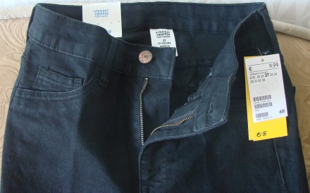 Джинси чорні Denim H&M. Розмір 27, CN 165/68A. Straight cropped, hight waist. . фото 8