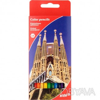 Цветные шестигранные карандаши Kite «Города» в картонной упаковке. Детские каран. . фото 1