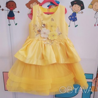 Красивое яркое желтое платье для девочки. У платья есть хлопковая подкладка. Пла. . фото 1