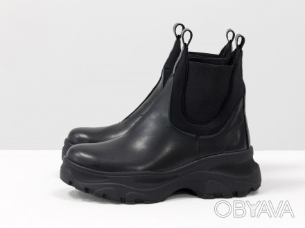 
Крутые черные ботинки челси на расширенной брутальной подошве, для них мы подоб. . фото 1