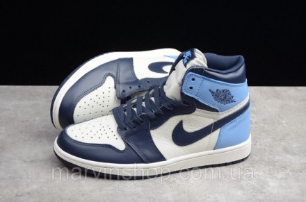 Кроссовки мужские синие JORDAN 1 Retro High (01676). Київ. фото 1 Кроссовки мужские синие JORDAN 1 Retro High (01676). Київ. фото 1