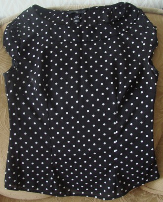 Чорна в білий горошок блузка-безрукавка H&M. Розмір - 36 (укр. - 40). 97% po. . фото 2