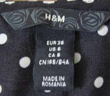 Чорна в білий горошок блузка-безрукавка H&M. Розмір - 36 (укр. - 40). 97% po. . фото 3