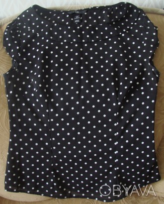 Чорна в білий горошок блузка-безрукавка H&M. Розмір - 36 (укр. - 40). 97% po. . фото 1