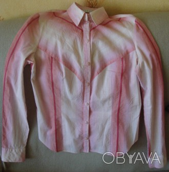 Нарядна рожева смугаста блузка Sensus (Україна). Розмір укр. - 42. 100% Бавовна.. . фото 1