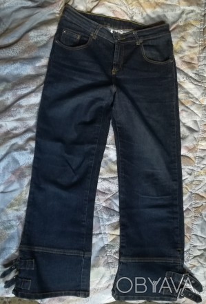 Капрі джинсові темно-сині X-Mail. Розмір 34. 75% cotton, 22% polyester, 3% elast. . фото 1
