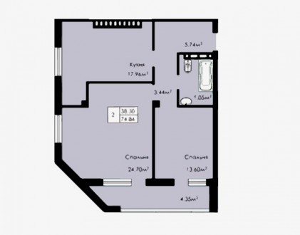 (116550) Состояние квартиры после строителей. В квартире выполнена штукатурка ст. . фото 3