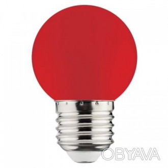 Лампа Светодиодная 1W E27 A45 красная. . фото 1