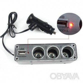 Автомобільний трійник в прикурювач WF-0096 з USB Gps Навигатор, видеорегистратор. . фото 1