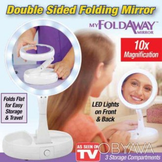 Зеркало с подсветкой и увеличением для макияжа My Fold Away Mirror Зеркало с под. . фото 1