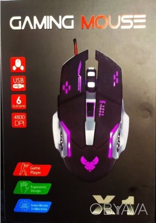 Мишка дротова X1.
Геймерська комп'ютерна оптична миша з кольоровий LED підсвічув. . фото 1