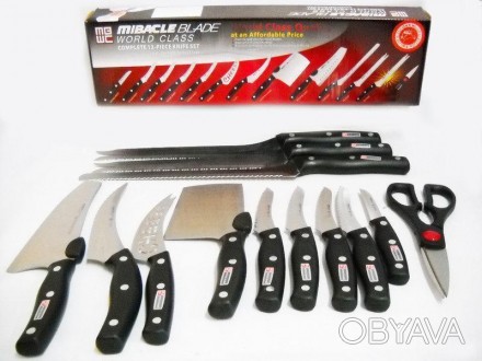 Набор профессиональных кухонных ножей Miracle Blade 13 штук приборов-Набор сталь. . фото 1