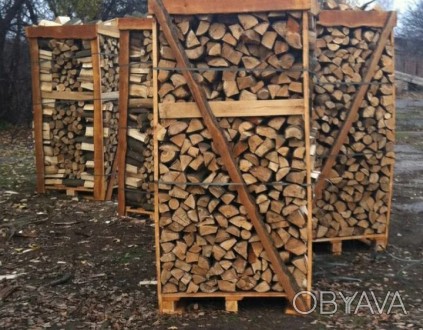 Реализуем дрова колотые дуб, акация, Цена:2200гривен куб. В ящиках по 1 и 2 кубо. . фото 1