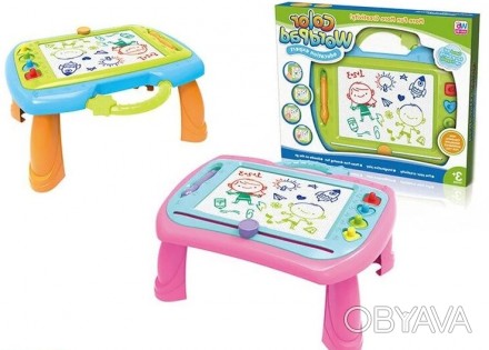 Детский игровой столик для рисования, двух цветов и четырьмя магнитами, 009-2032. . фото 1
