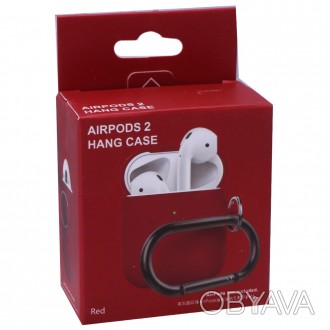 Чехол для наушников Silicone Case with carbine for AirPods, Red. . фото 1