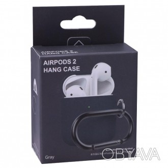 Чехол для наушников Silicone Case with carbine for AirPods, Gray. . фото 1