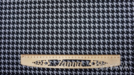 Ткань французский трикотаж цвет черно-серый "Гусиная лапка"
. . фото 1