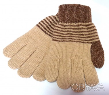 Подростковые вязанные перчатки одинарные с начесом. Теплые и приятные перчатки, . . фото 1