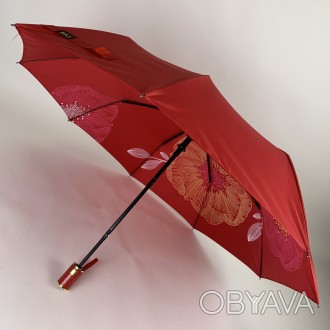 Женский полуавтоматический зонтик с принтом цветочков обеспечит вам сухую одежду. . фото 1