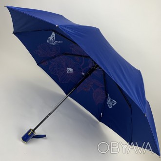 Женский полуавтоматический зонтик с принтом цветочков обеспечит вам сухую одежду. . фото 1
