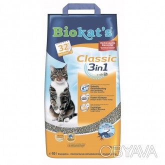 Наполнитель бентонитовый Biokats Classic (3in1) 10 литров.Biokat’s Classic склад. . фото 1