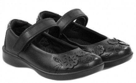Туфлі дитячі Braska для дівчаток, чорного кольору. Застібки-липучки, добре фіксу. . фото 2