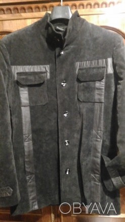 Продам стильный мужской пиджак-френч на размер 48-50. Ткань - мелкий черный вель. . фото 1