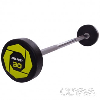 Штанга фиксированная прямая полиуретановая Urethane Barbell Modern. Вес: 30кг.. . фото 1