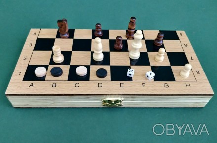 Набір 3 в 1: нарди + шахи + шашки.
Розміри дошки: - ширина 24 см - довжина 24 см. . фото 1