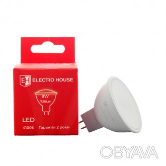 LED лампа GU5.3 8 Вт 4100К от торговой марки ElectroHouse предназначена для орга. . фото 1