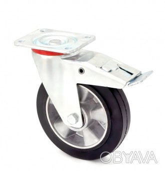 Колесо поворотное с тормозом серия 17 STANDART: Основание колеса изготовлено из . . фото 1