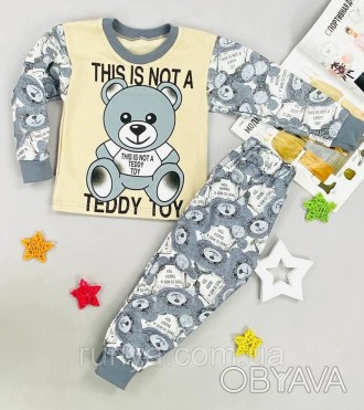 Детская теплая пижама Мишка. Яркая и красивая пижама для детей, прекрасно подойд. . фото 1