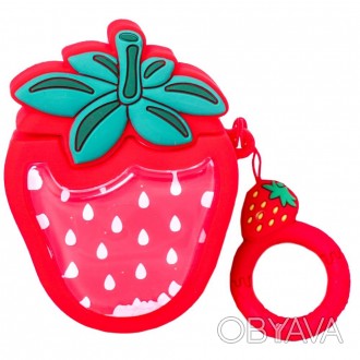 Чехол для наушников Airpods Case — Emoji Sparcle & water (Strawberry). . фото 1