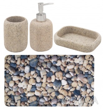 
Комплект Trento Pure Stone складається: мыльница, дозатор Мила, склянку, килимо. . фото 1