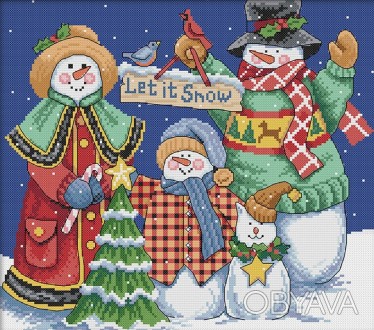 Набор для вышивания крестом 38х34 Семья снеговиков Joy Sunday K632
Наборы для вы. . фото 1