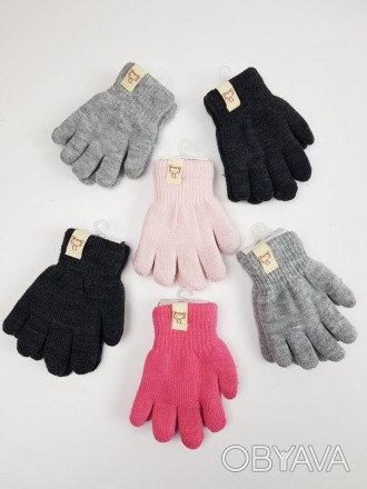 Дитячі польські утеплені рукавиці для дівчат р. 13 см (1-2 р) (6 пар набір)
	Роз. . фото 1