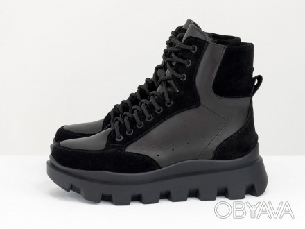 
Хит этого сезона - черные ботинки из натуральной замши и кожи черного цвета на . . фото 1