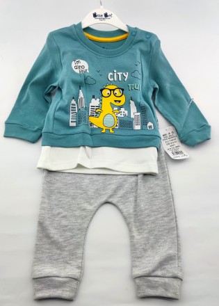 Костюм 6, 9 місяців Туреччина трикотажний для новонародженого хлопчика бірюзовий. Хмельницький. фото 1