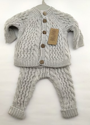 Костюм 3, 6 місяців, таплий в&rsquo;язаний для новонародженого хлопчика сірий (ДНМ954). Хмельницький. фото 1