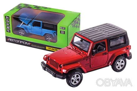 
Машина метал 68331 "АВТОПРОМ", 2 кольори, 1:32 Jeep Wrangler, батар, світло, зв. . фото 1