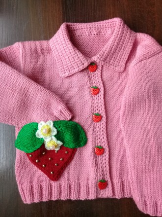 Кофточка ручного плетіння з акрілової пряжі для дитячих речей для дівчинки 1,5-2. . фото 2